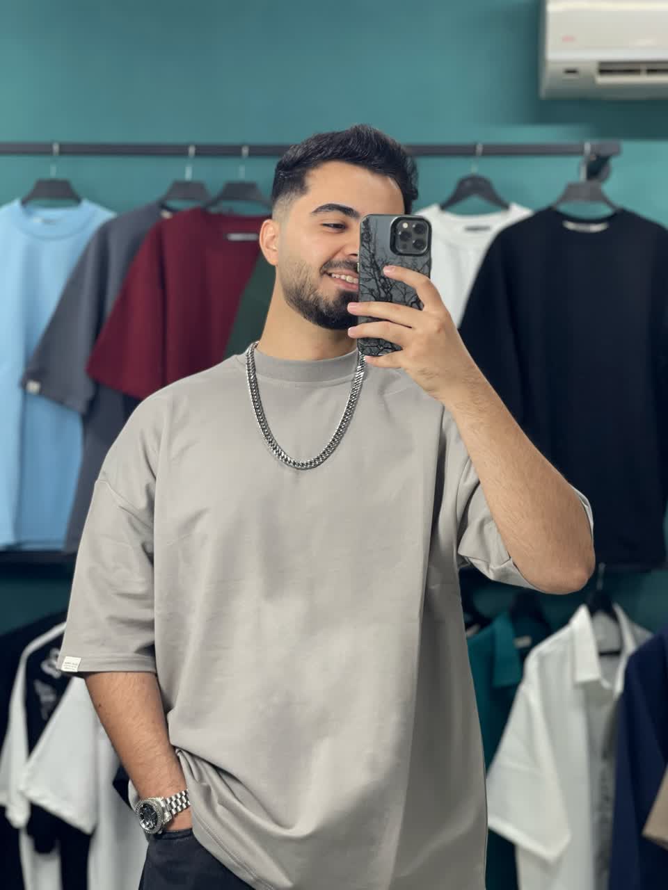 تیشرت ساده خاکستری دونخ پنبه